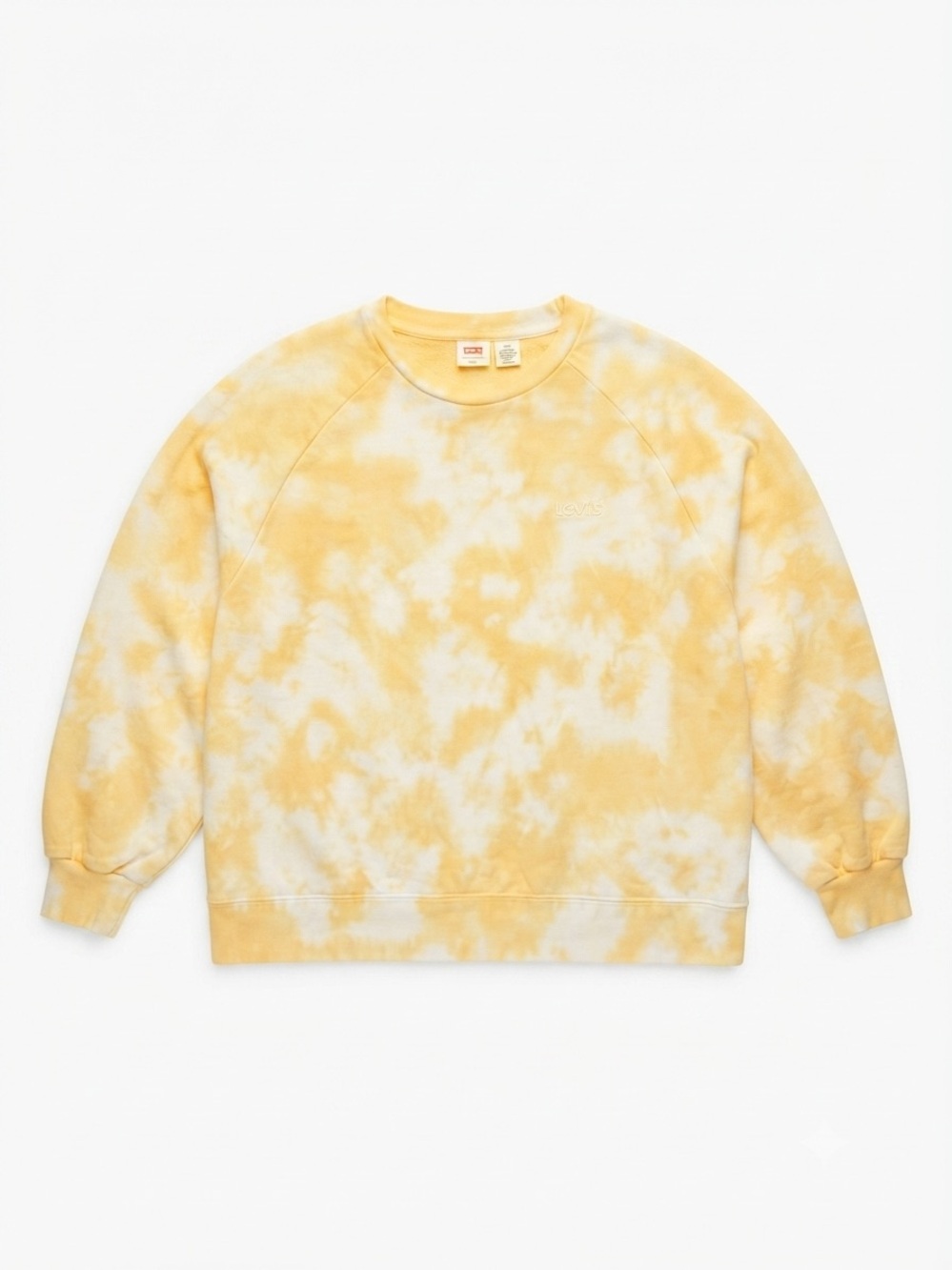Levi's Yellow Tie-Dye Crewneck Fleece Sweatshirt Small